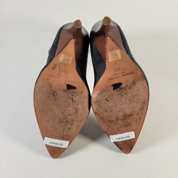 SIGERSON MORRISON Green Suede Black Croco Ankle Strap Heels Women Sz 8.5 - Picture 7 of 11